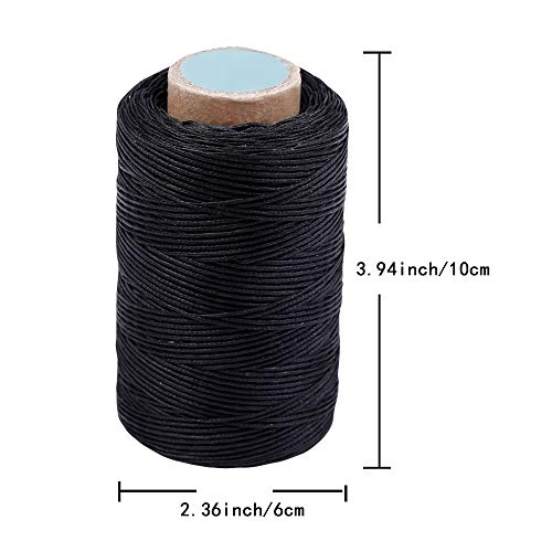 284Yards Leather Sewing Waxed Thread, 0.8mm Waxed Thread for Bookbinding | Waxed Thread for Bookbinding, Upholstery Thread Heavy Duty, Wax String for Leather Craft DIY/Bookbinding/Shoe Repairing - color: Black