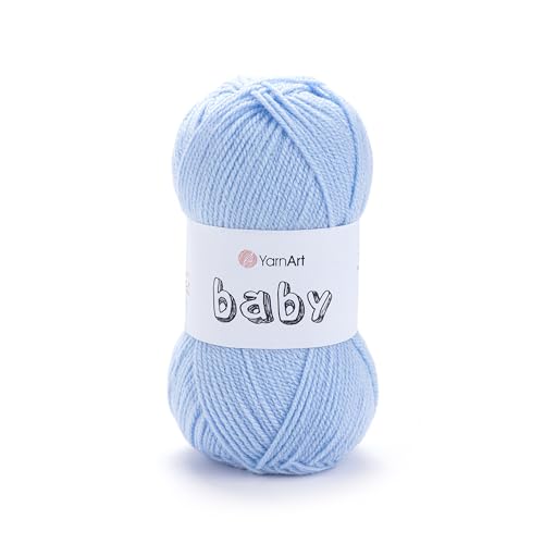 YarnArt Baby 100% Acrylic Knitting Yarn – 50g (150m) | Ultra-Soft & Lightweight | Baby & Kids’ Sensitive Skin Safe | Durable & Easy to Work with | Perfect for Knitting & Crochet (Baby, 215) - color: Baby Blue, style: Baby