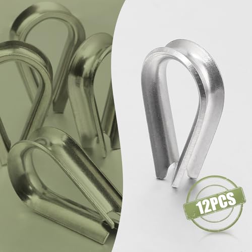 M2 Wire Rope Thimble, 304 Stainless Steel Thimble for 1/16-3/32 Inch Diameter Wire Rope, 12 Pieces - size: M2