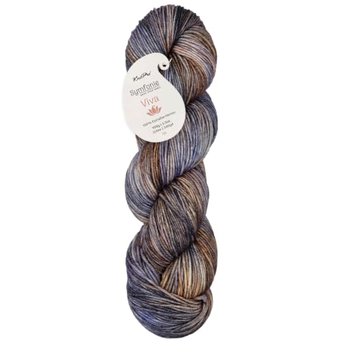 KnitPro Symfonie DK Weight Merino Wool Yarn 240yds, 100g, Mulberry Mud | 100% Extrafine Merino, Hand Dyed, OEKO-TEX Certified, Superwash, Colorfast, #3 Yarn Skein for Knitting & Crochet - color: Mulberry Mud