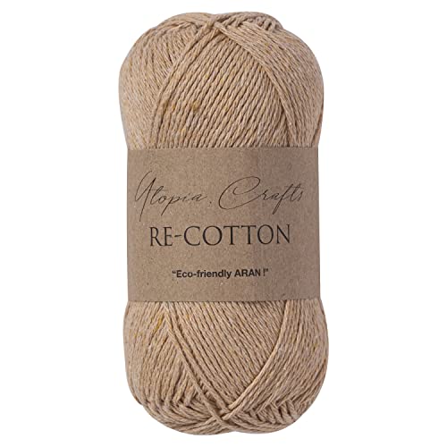 Re-Cotton Knitting Yarn 3X 100g / 3.52oz (Light Taupe, 3 Pack) - color: Light Taupe