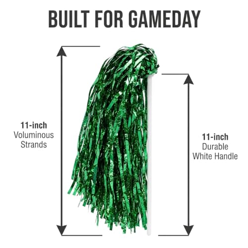 Metallic Kelly Green Foil Textured School Spirit Shakers- Pack of 10 | Anderson's Metallic Pom Pom, For Cheerleader, Football, Basketball, Homecoming, Team Party, Dance Performance - color: Kelly Green