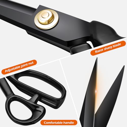 Fabric Scissors Professional, 8" Heavy Duty Sewing Scissor for Fabric Cutting, Tailor Sharp Sewing Shears for Cutting Leather craft Home Office Students Artists Dressmakers - size: 8 inch