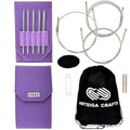 Lykke Flight Lace 5-Inch Interchangeable Circular Knitting Needle Set | Mini US 0, 1, 1.5, 2, 2.5 Purple Case, Stainless Steel, Sharp Points, No-Memory Swivel Cables, Project Bag - color: Purple