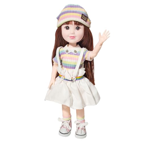 12 Inch BJD Fashion Girl Doll, 15 Movable Joints, Exquisite Hair and Trendy Casual Outfits (Casual wear-Colorful) - color: Colorful