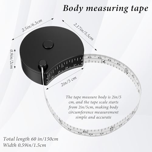 Ouligay Tape Measure for Body with Locking Mechanism 60in/150cm Automatic Telescopic Tape Measure, Retractable Measuring Tape for Body Measurements, Fitness, Weight Loss, Tailor, Sewing, Handcrafts