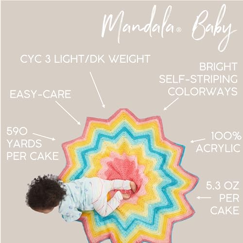 (3 Pack) Lion Brand Yarn Mandala Baby Yarn, Acre Woods | Variegated Light DK 100% Acrylic Knit & Crochet Fiber, Baby Projects, Blankets, Colorful Cloths, Triangle Shawls - color: Acre Woods, size: 3 Pack