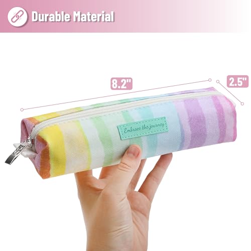 Mr. Pen- Cute Pencil Case Pouch, Multipurpose Canvas Bible Pencil Pouch | Smooth Zipper, Premium Material, Neat Stitches, Ideal for Stationery, Cosmetics, Electronics, School, Office, Travel - color: Rainbow, size: 1 Pack