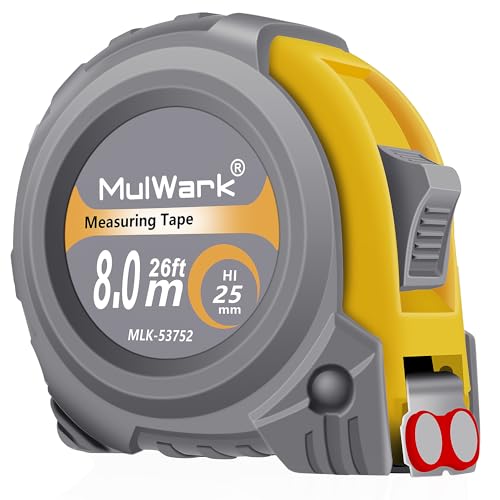 MulWark 25ft Metric Tape Measure, Measuring Tape Retractable, Easy Read Measurement Tape Both-Side Metal Blade, Magnetic Hook & Shockproof Case for Construction, Carpenter, Architect, Woodworking - color: Red, size: 7.9 m