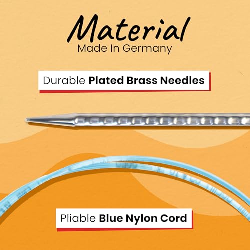 skacel by addi Rocket 2 (Squared) Circular Knitting Needles, Fixed 40 Inch (100 cm) Plated Brass Tips with Flexible Nylon Cord, 6 mm (US Size 10)