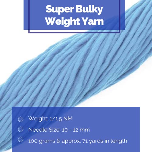 Revolution Fibers | Premium Super Bulky Merino Wool | 100-Grams Chunky Weight, Thick Wool for Knitting, Crochet, Baby Blanket, Dyed, Felting, Weaving, Dream Blue - color: Dream (Blue)