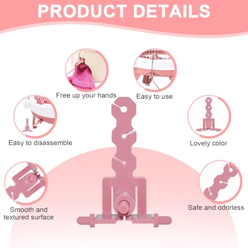 MARRTEUM 3Pcs Knitting Machines Tensioner, Stable Knit Replacement Tension Rod Adapter Accessories Compatible with Sentro 22 32 40 48 Knitting Machines (Pink)