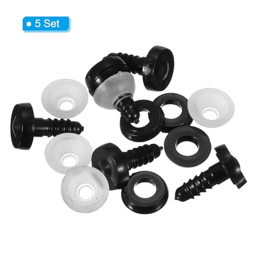 MECCANIXITY 10Set 12mm 1/2" Doll Joints, Plastic Removable Animal Joints Connector Engage Bolt Doll Making Supplies for Bear Limbs Head Joint DIY, Black & Clear