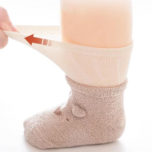 COUVER Baby Non Slip Grip Ankle Socks with Non Skid Soles for Infants Toddlers Kids Boys Girls - color: Animal Ears 2 Tone(6 Pairs), size: 1-3T
