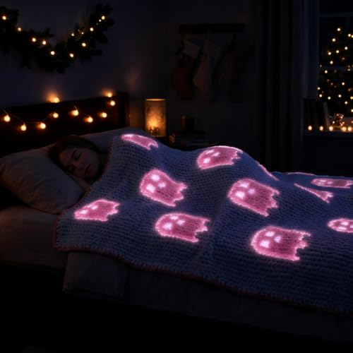 8 Pack Chunky Chenille Yarn for Hand Knitting, Glow in The Dark, Lavender | 8-pack jumbo chenille yarn with 1 glow-in-the-dark skein! Ultra-soft, fast to hand knit & perfect for DIY cozy gifts - color: Pink Glow+Lavender
