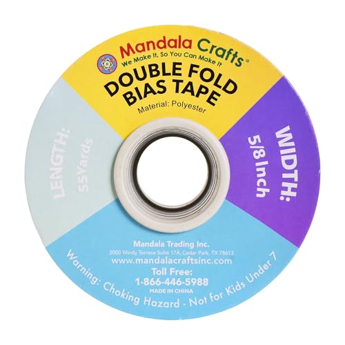 Mandala Crafts 55 Yds 5/8 Inch Camel Double Fold Bias Tape for Sewing | Machine Washable Binding Tape for Quilting, Hemming, Seams, Fabric Piping, All Fabrics & Denim, Indoor & Outdoor - color: Camel, size: 5/8 Inch 55 Yards