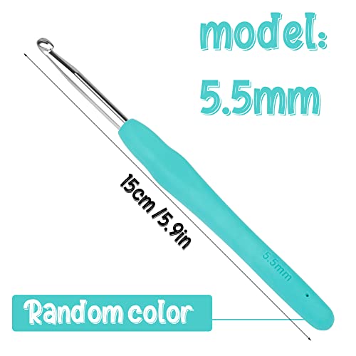 SHWAKK Crochet Hook, 5.5 mm Ergonomic Crochet Hook for Arthritic Hands | Crochet Needles, Knitting Needles with Soft Handle Beginners and Experienced Hobbyists (5.5 mm) - size: 5.5mm