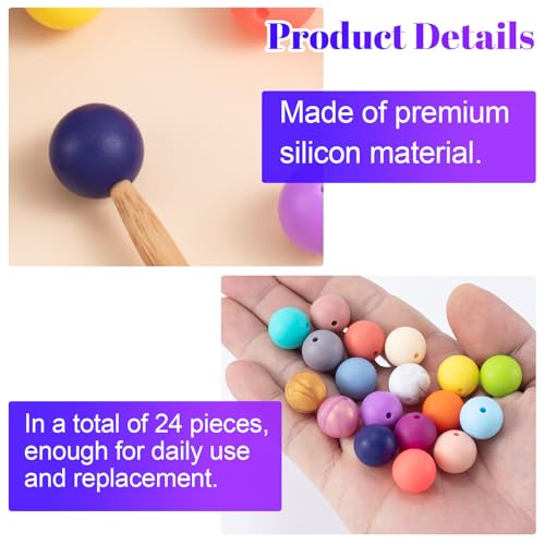 Mxxipp 24Pcs Beads Knitting Needle Stoppers,15mm Macaron Round Silicone Knitting Needle Point Protectors,Knitting Tool for Knitting Needle Caps,Needle Tip Cover - color: 24pcs-Multicolor