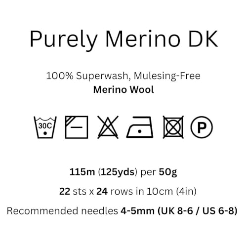 Double Knit-Weight (DK), 100% Superwash Fine Merino Wool Knitting and Crochet Yarn - Purely Merino DK 3301 Off White - color: 3301 Off White