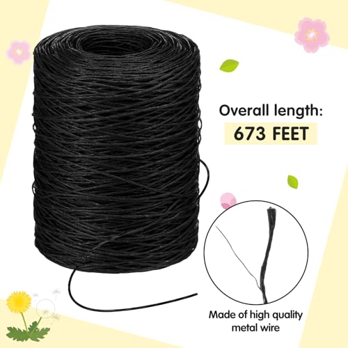 Syhood 673 Feet Floral Vine Bind Wire Rustic Craft Wire, Black | For DIY Craft Wrapping, Flower Bouquets Garland Arrangements, , Christmas Wreath Making - color: Black, size: 673 Feet