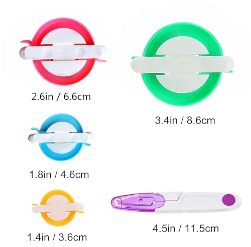 Pom Pom Maker 4 Sizes Fluff Ball Weaver DIY Wool Knitting Craft Kit with 1PC Scissors - size: 5