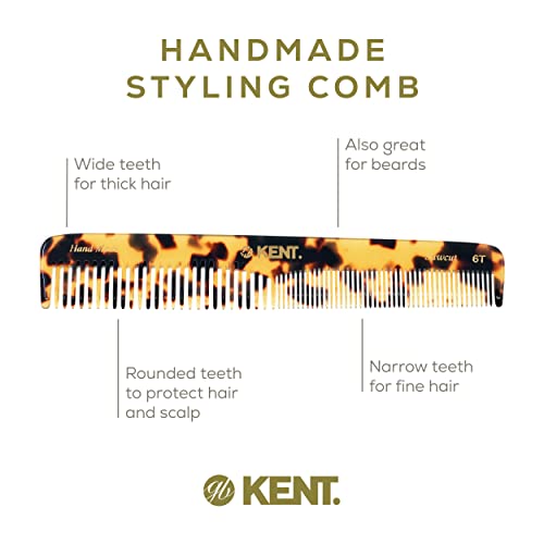Kent 6T TY Fine Tooth and Wide Tooth Hair Comb, Handmade Styling Comb for Hair Care, Barber Combs, Beard Combs For Men, Styling Grooming for Men, Women and Kids - color: Yellow Tokyo, size: 3 Pack