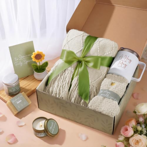 Get Well Gifts for Women After Surgery, Sending Sunshine Relaxing Gift Baskets for Mom Women Her Best Friend Wife Daughter Birthday Gifts Self Care Kit, Get Well Soon Spa Basket Care Package - color: Ivory White
