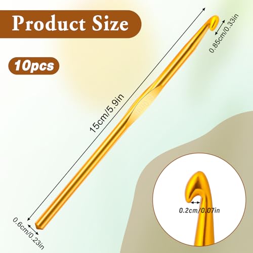 10Pcs 6mm Aluminum Crochet Hook, Knitting Needles Craft Yarn, Crochet Hook for DIY Craft, Gold Crochet Needles for Knitting Scarf(Gold) - color: 6MM Gold