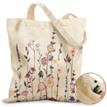 Miss Adola Aesthetic Tote Bag for Girls - with Magnetic Buckle and Zipper Inner Pocket for Women Lady Canvas Cotton Tote Bag - color: Purple Flower