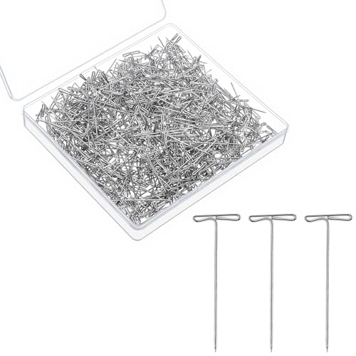 500Pcs T Pins, 1.5 Inch Stainless Steel T-pins for Wigs | Long Straight Wig Pins T Shape Sewing Pin for Blocking Knitting Sewing Craft Quilting Wig Making