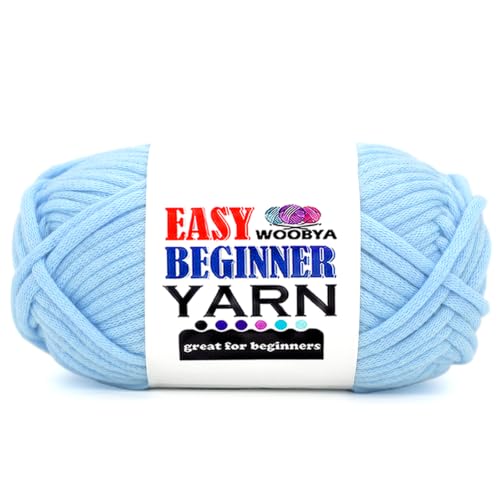 Blue Beginners Crochet Yarn for Crocheting and Knitting with Easy to See Stitches Cotton Nylon Blend Easy Yarn for Beginner Crochet Kit-Blue - color: Blue, size: 1 Pack