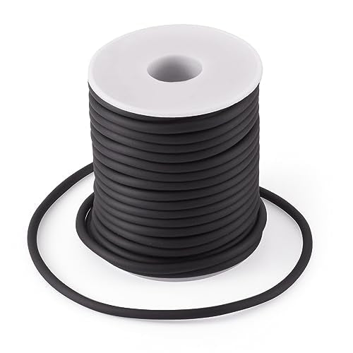 Beadthoven 4mm Hollow Pipe Rubber Tube Cords, 16Yards Barber Cord for Knitting Stitch Holder, Tubing Rubber Cord with Spool for Bracelet Jewelry Making DIY Crafts 2mm Hole - Black - color: Black, size: 4mm