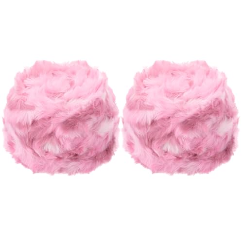 PATIKIL 70 Yards Fur Yarn, 2 Skeins 100 Grams Soft Plush Fluffy Chunky Polyester Faux Fur Eyelash Yarn for Crocheting Hand Knitting Blanket Hats Crochet Crafting, Rose Pink - color: Rose Pink