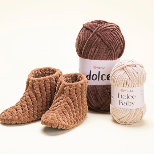 Dolce Yarn by Yarnart Soft Chenille Velvet Super Bulky Yarn - Blanket, Amigurumi, Crochet - 100g (3.53 oz), 131 Yards (782) - color: 782
