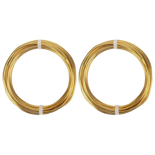 2 Rolls Aluminum Craft Wire, 9 Gauge (3mm) Flexible Metal Wire for Jewelry Making, 32.8 Ft (16.4 Ft/Roll) Bendable Armature Wire for Bonsai, Sculpting and DIY Crafts [Gold] - size: 9Gauge 16.4Ft Each, style: Gold