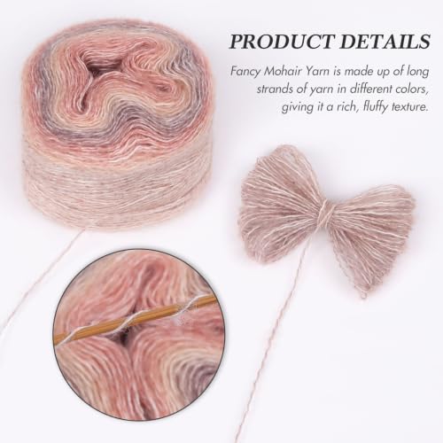 NICEEC 2 Skeins Fancy Mohair Blend Yarn 3.53oz/438yds - Signs Spring | Crochet & Knit, DIY Project Starter Kit，Handbag，Sun Hat，Shoes， Shopper Bag - color: Signs Spring