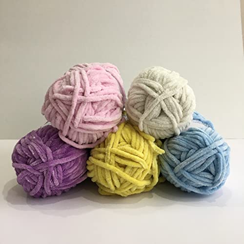 TROYARN Velvet Star, Silvery Glitter Chenille Baby Blanket Yarn Amigurumi Yarn for Crocheting and Knitting Super Bulky 100 gr (120 yds) Length: 110 m (10415 - Lilac, 1 Skein) - color: 10415 - Lilac, size: 1 Skein