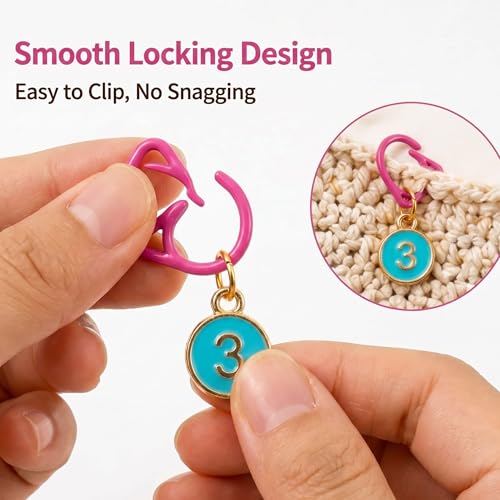 Blingcute 20-Piece Cat Numbered Stitch Markers for Crochet and Knitting | Numbered 0-9 markers in pink and blue - color: Blue and Pink