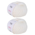 Fine Weight Knitted and Crocheted Cotton Yarn, 100% Long Staple Cotton Yarn, Baby Sports, 2 Packages of 100g/3.52oz (Per Skein 50g/162yards)-Jade White - color: PM12-Jade White