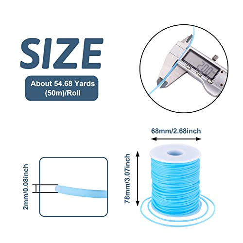 Beadthoven 2mm Hollow Pipe Rubber Tube Cords, 54.68Yards Barber Cord for Knitting Stitch Holder, Tubing Rubber Cord with Spool for Bracelet Jewelry Making DIY Crafts 1mm Hole - Deep Sky Blue - color: Deep Sky Blue, size: 2mm