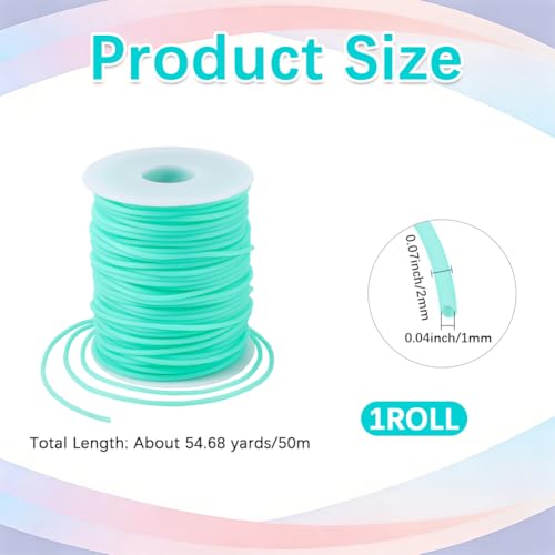 CRASPIRE 54.68 Yards 2mm Hollow Pipe Rubber Tube Cords Barber Cord for Knitting Stitch Holder Tubing 1mm Hole Rubber Cord with Spool Aquamarine for Bracelet Jewelry Making DIY Crafts Bead Creation - color: Aquamarine