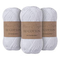 Re-Cotton Knitting Yarn 3X 100g / 3.52oz (White, 3 Pack) - color: White