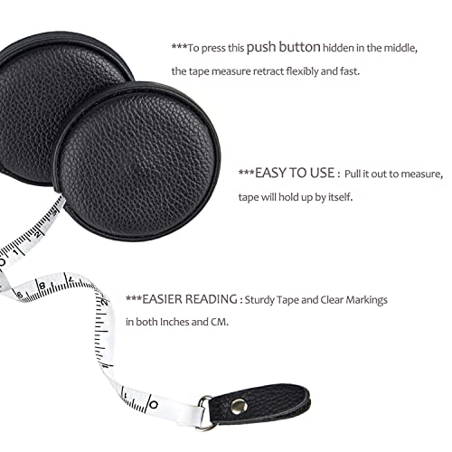 Soft Retractable Tape Measure for Body 79 Inch Flexible Ruler for Weight Loss Medical Body Measurement Sewing Tailor Craft Measuring Tape Double Scale Mini Fabric Ruler Tape（2 Pieces） - color: Black Brown