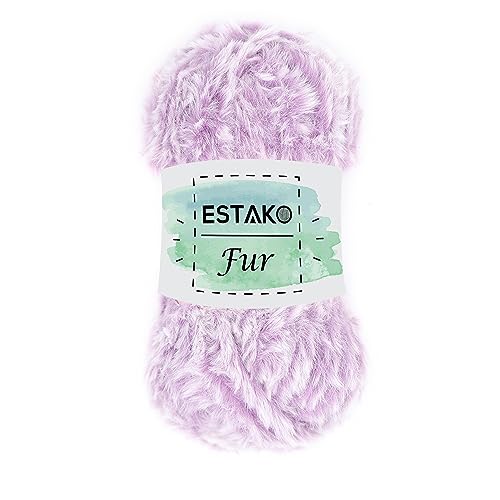 Estako Fur, 100% Polyester Faux Fur Yarn, Super Chunky Fluffy, Lilac | soft, furry, fuzzy, plush, 100 g, 71 yds, teddy bears, pom poms, amigurumi, 8-10 mm needles - color: 40684 - Lilac, size: 1 Skein