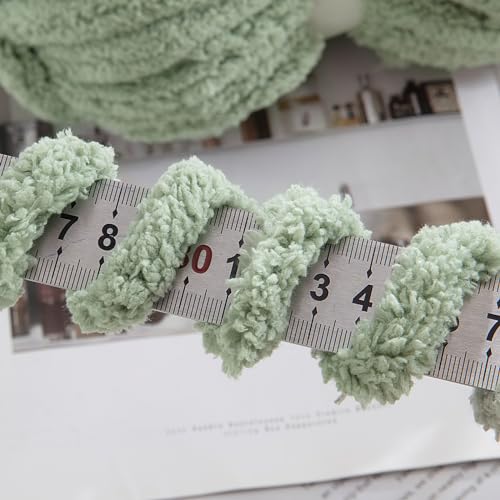 HOMBYS Sage Green Chunky Chenille Yarn for Hand Knitting,Fluffy Soft Jumbo Yarn Crocheting,Super Bulky Big Yarn for Chunky Blanket,Large Thick Arm Knitting Yarn,8 Pack Plush Yarn - color: Sage Green