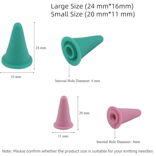 8pcs Knitting Needle Point Protectors, Silicone Knitting Needle Tip Cap Stoppers Stitch Stopper Protector Cover Crocheting Accessories Supplies (Pink Small and Green Large), SATONBEYI - color: Green & Pink, size: Silicone-Large/Samll-8P