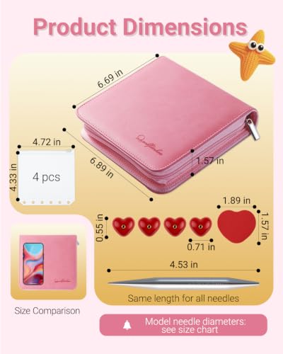 Interchangeable Circular Knitting Needles Set with Stylish PU Binder Organizer Bag 12 Pairs Aluminum Needles & 378 PCS Accessories US Size 4-17 (3.5mm-12mm) Large Needle Sizes