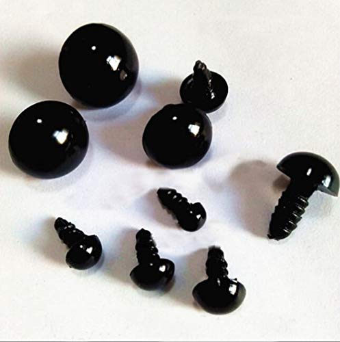 50Pcs 18mm/0.7inch Solid Black Plastic Safety Eyes with Washers