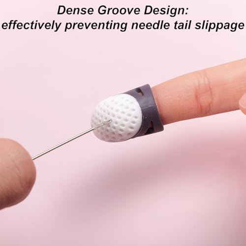 20 Pcs Thimble Finger Protector, 2 Colors Silicone Thimble Fingertip Grips | 2 Sizes, Blue, Purple, Non-Slip, Quilting Craft Accessory, for DIY Sewing and Household Projects
