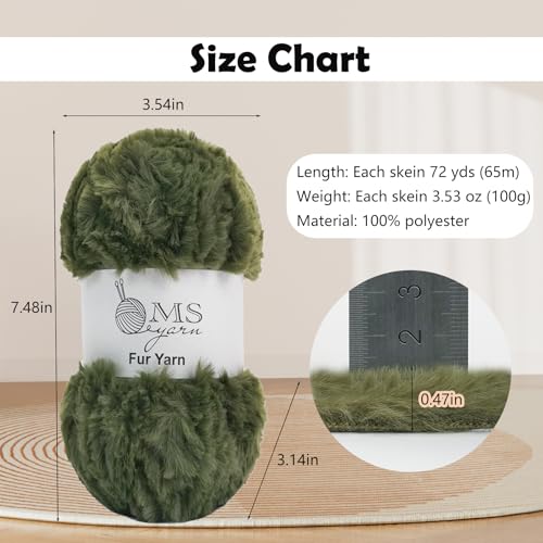 4 Skein Faux Fur Yarn 284 Yards - Super Bulky Soft Fluffy Eyelash Yarn for Knitting & Crocheting (Each Skein 100g/3.5oz) Amigurumi Hat Scarf - Dark Green - color: Dark Green